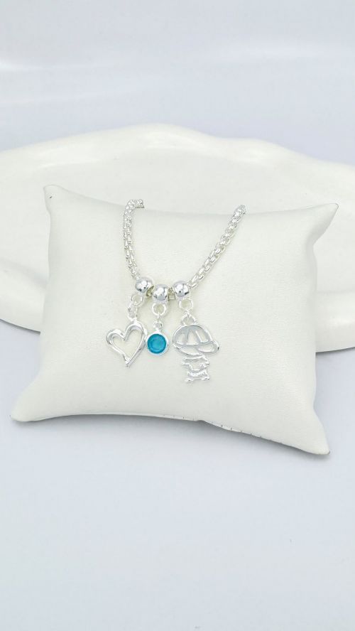 Pulseira Filhos Cora��o de M�e Prata Menino