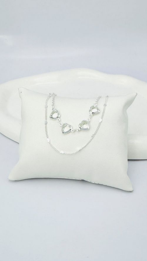 Pulseira Dupla Pontilhado Tiffany Quatro Cora��es