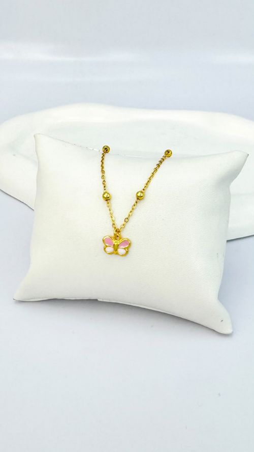 Pulseira Infantil Borboletinha e Bolinhas Dourado