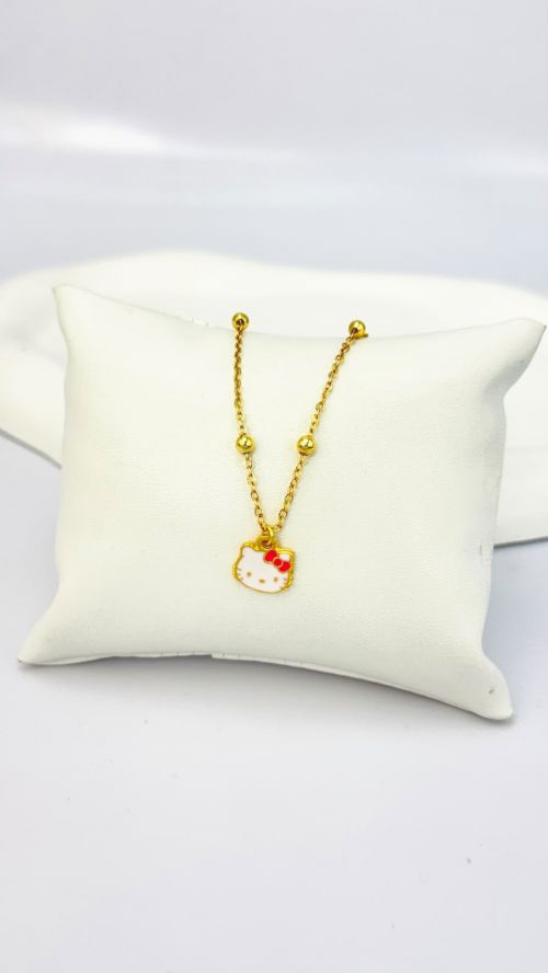 Pulseira Infantil HelloKit e Bolinhas Dourado
