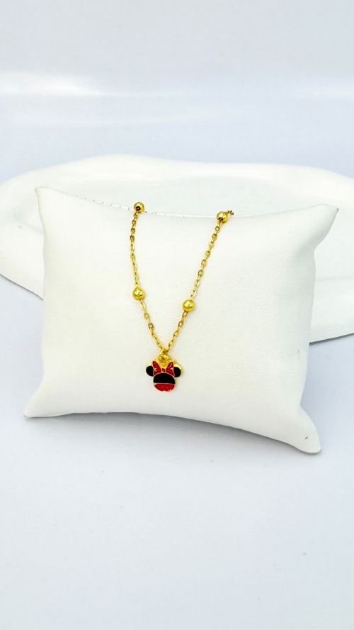 Pulseira Infantil Minnie e Bolinhas Dourado