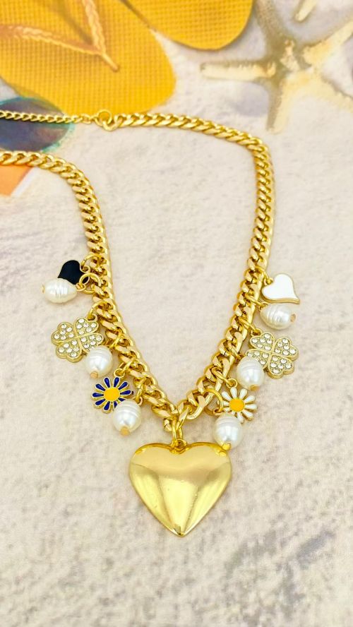 Colar Cora��o de Ver�o Dourado
