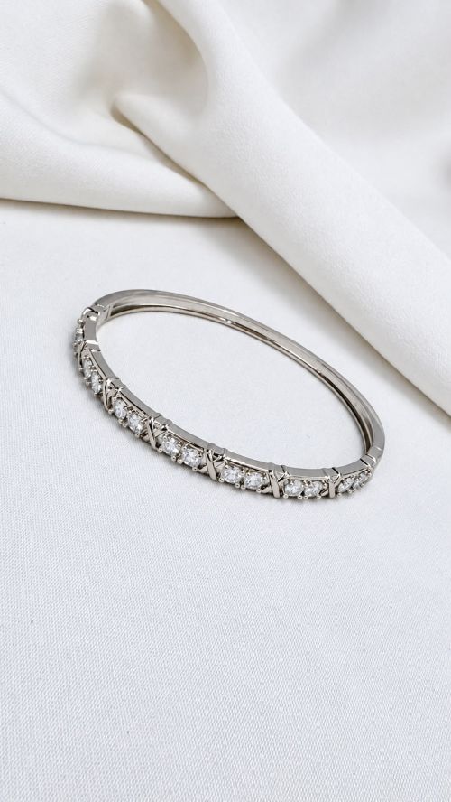 Bracelete X Diamante Prata
