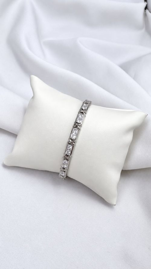 Bracelete X Diamante Prata
