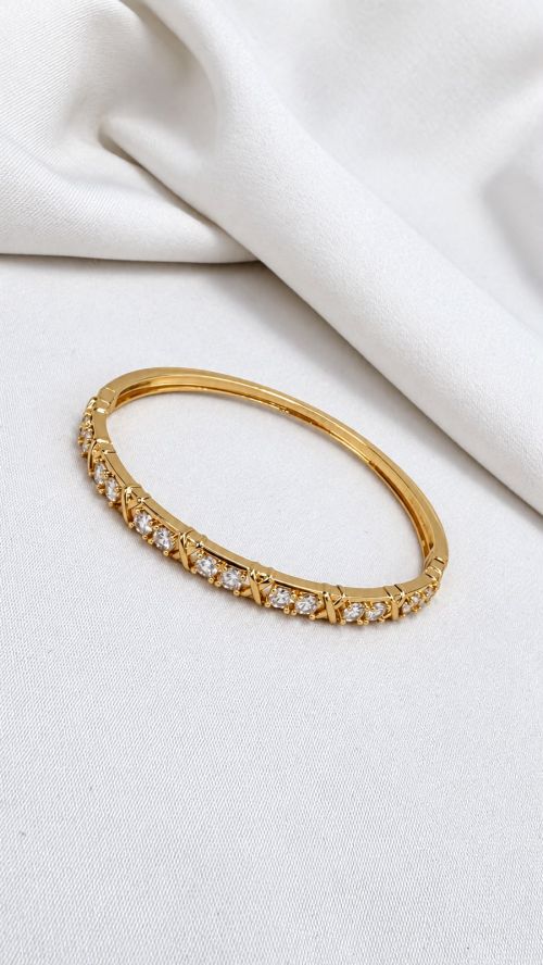 Bracelete X Diamante Dourado