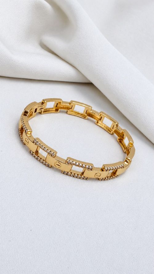 Bracelete Inspira��o Cartier Dourado