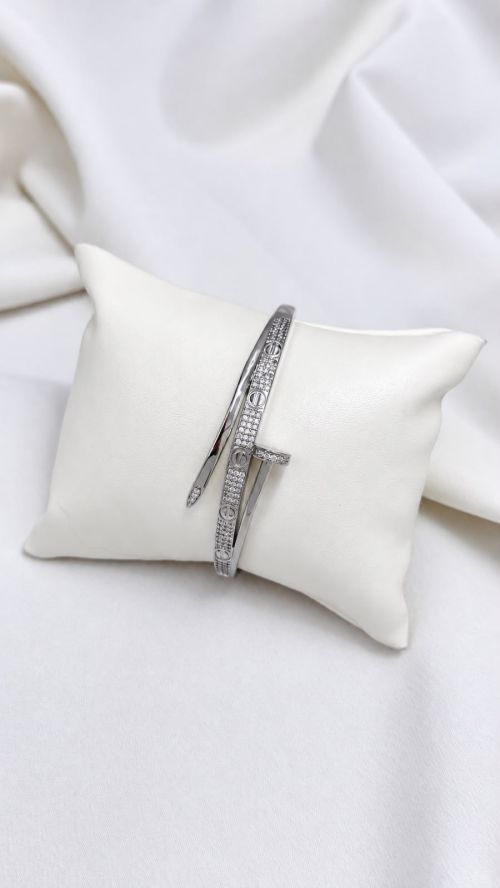 Bracelete Prego Inspira��o Cartier Prata
