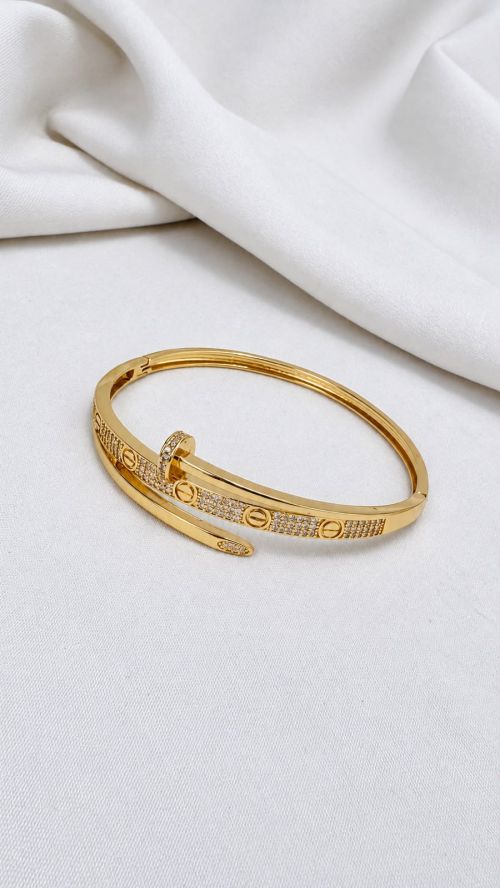 Bracelete Prego Inspira��o Cartier Dourado