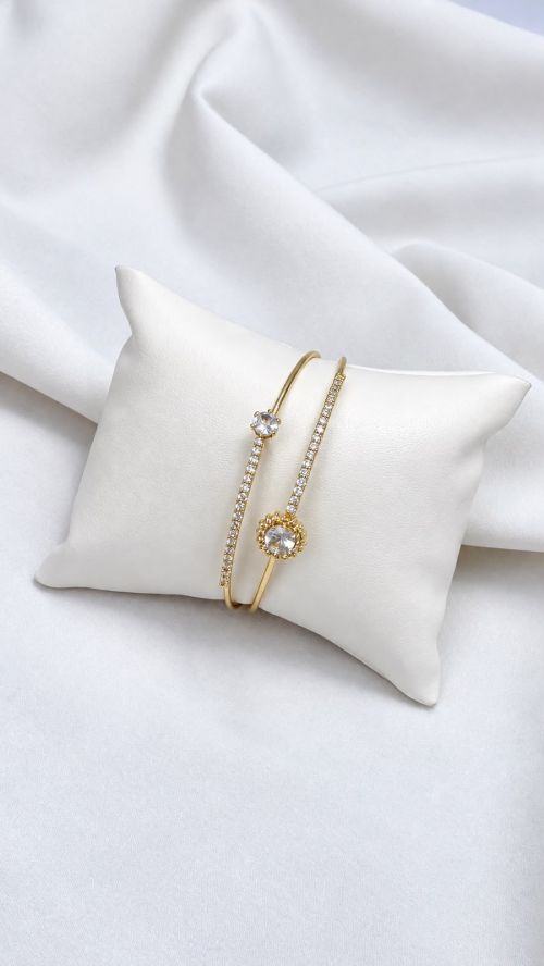 Bracelete Duo Cristal Dourado