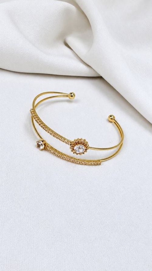 Bracelete Duo Cristal Dourado
