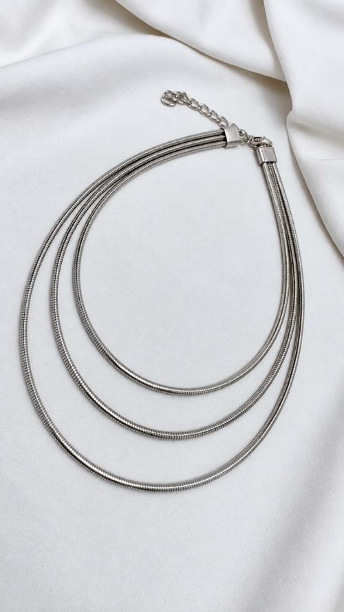 Chocker aro Tr�s Filas Prata