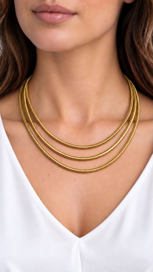 Chocker aro Tr�s Filas dourado