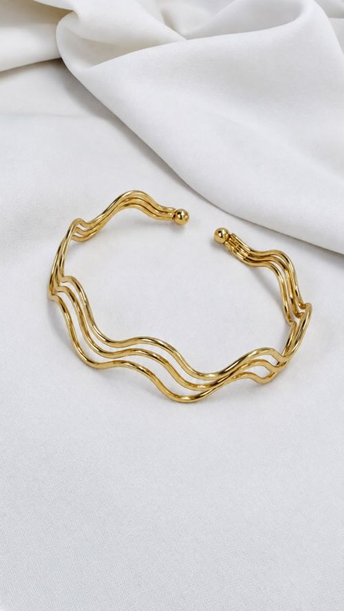 Antebra�o Onda de Luxo Dourado