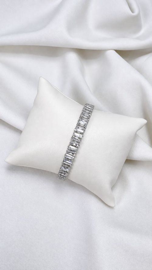 Bracelete Aro Baguete Prata