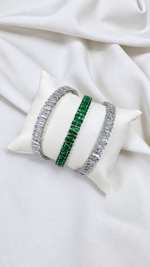 Bracelete Aro Baguete Prata