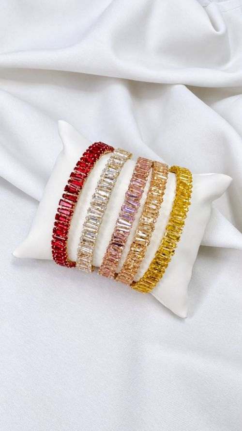 Bracelete Aro Baguete Regulavel Dourado