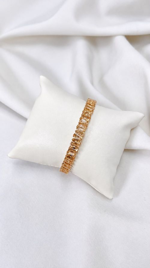 Bracelete Aro Baguete Regulavel Dourado