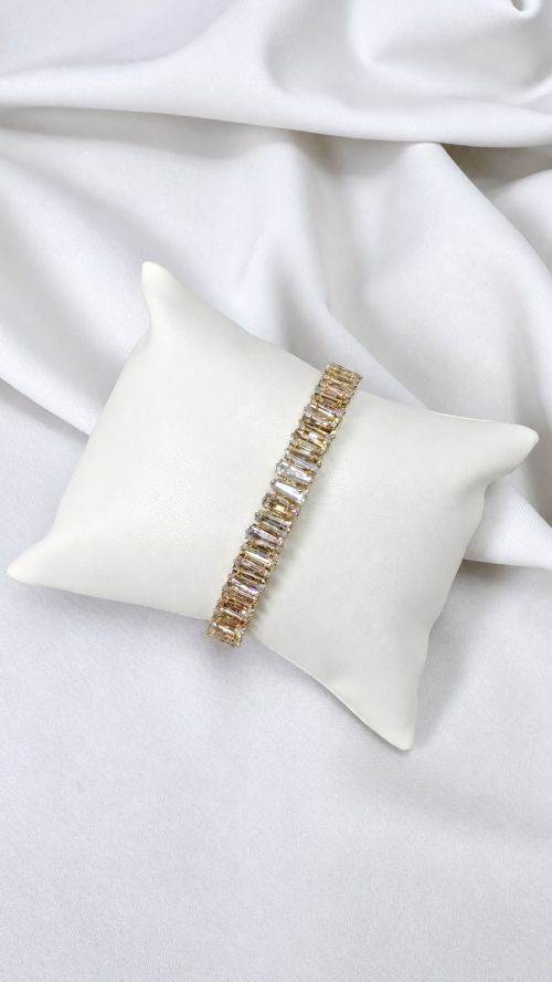 Bracelete Aro Baguete Regulavel Dourado