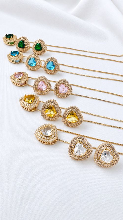 Conjunto Cora��o Glow Dourado
