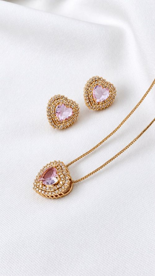 Conjunto Cora��o Glow Dourado
