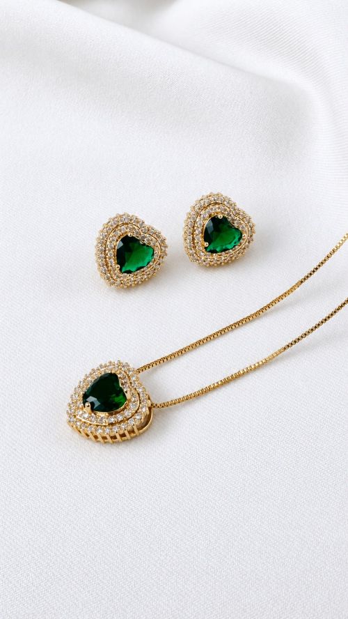 Conjunto Cora��o Glow Dourado