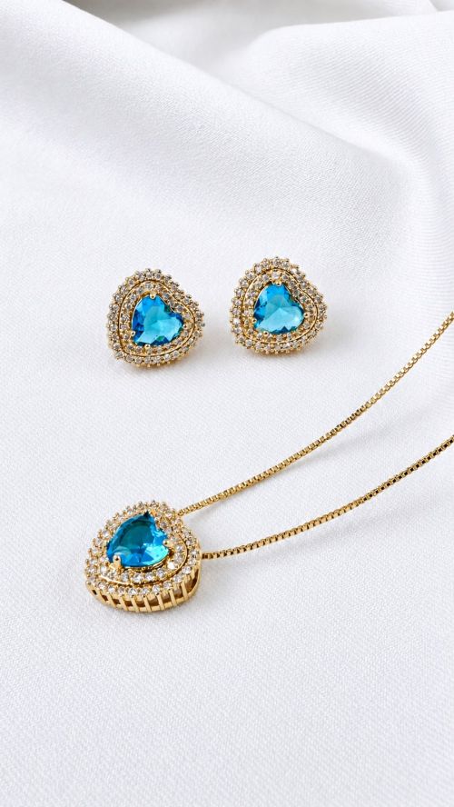 Conjunto Cora��o Glow Dourado