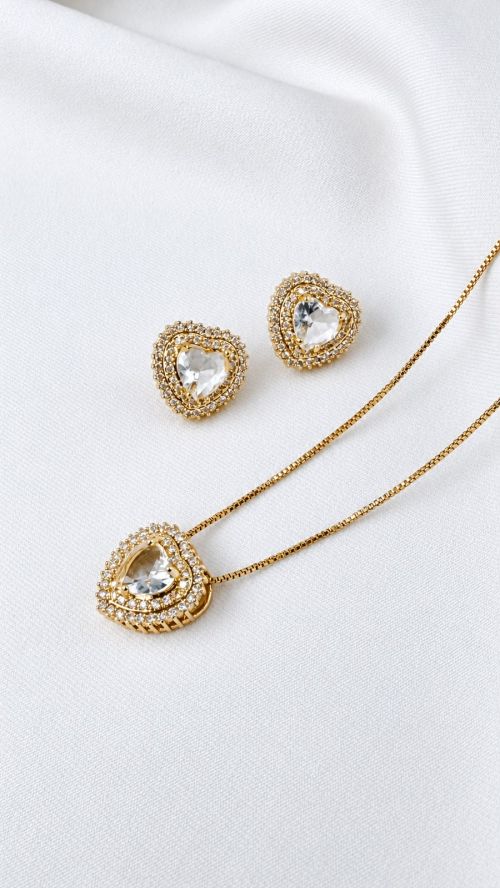 Conjunto Cora��o Glow Dourado