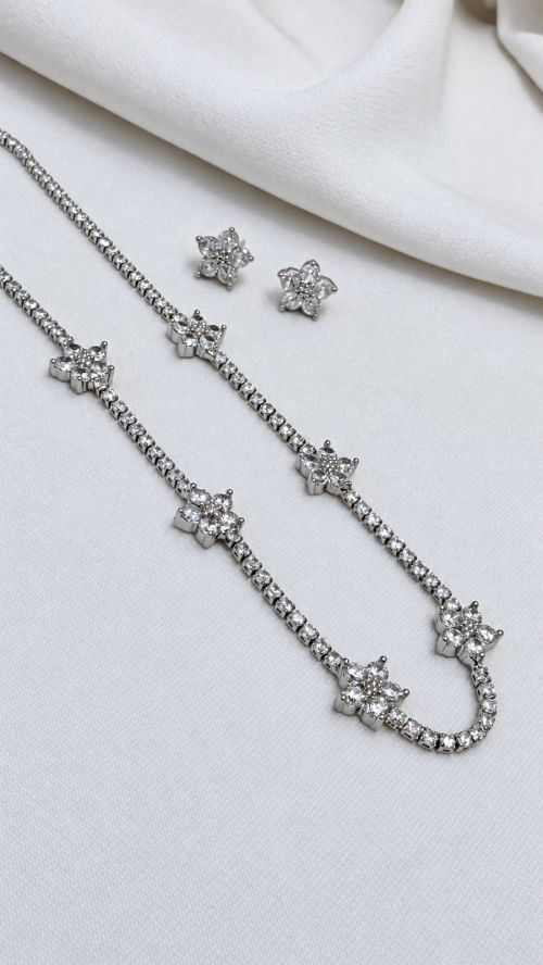 Conjunto Flor Reluzente Prata