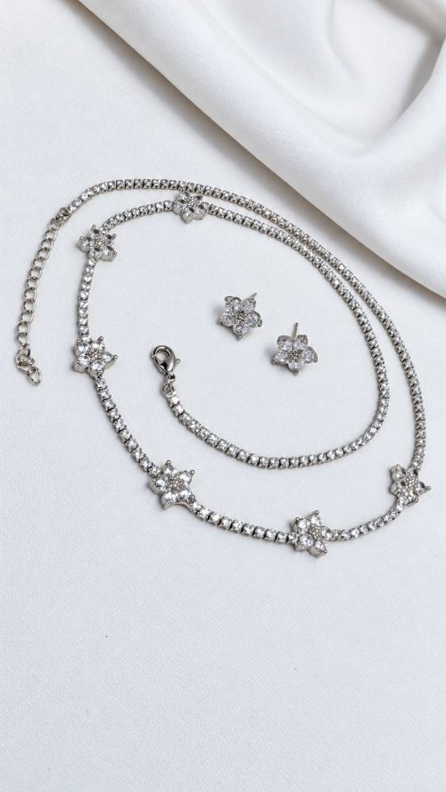 Conjunto Flor Reluzente Prata