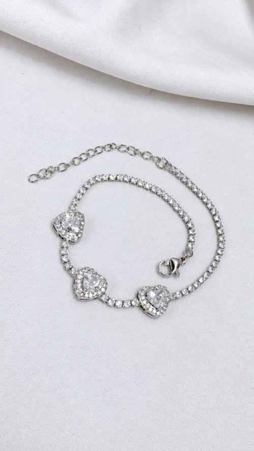 Pulseira Cora��o Reluzente Prata