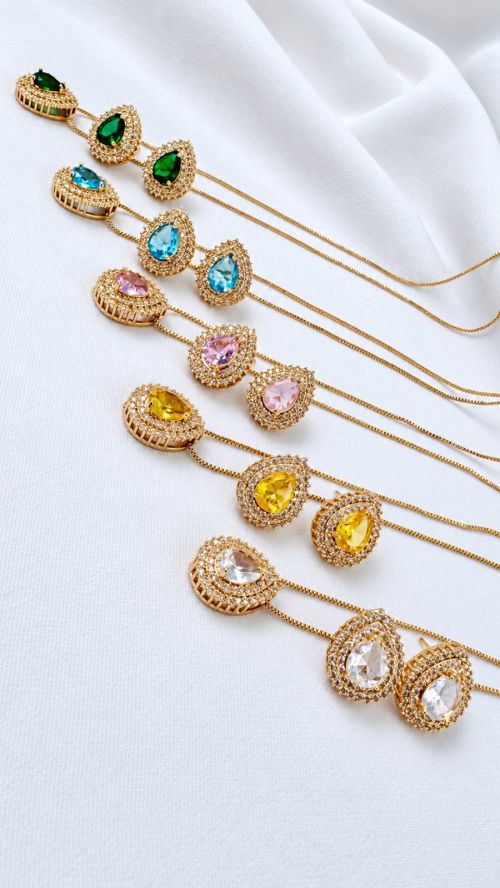 Conjunto Gota Realeza Dourado