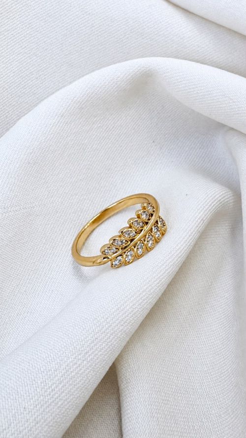 Anel pena Cristalizado Dourado