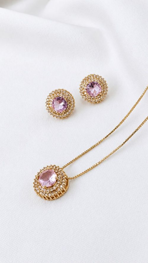 Conjunto Circulo Cristalizado Dourado
