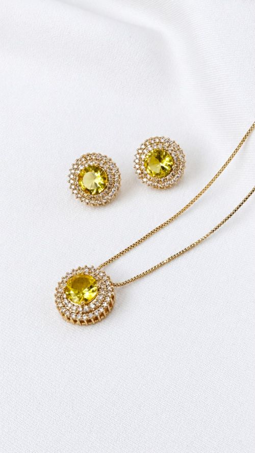 Conjunto Circulo Cristalizado Dourado