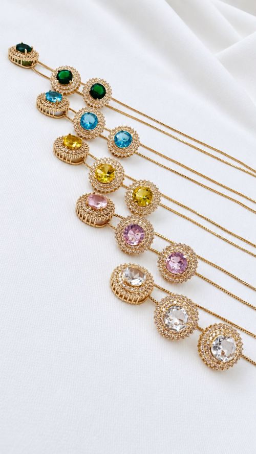 Conjunto Circulo Cristalizado Dourado