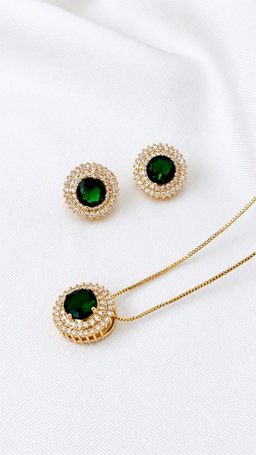 Conjunto Circulo Cristalizado Dourado