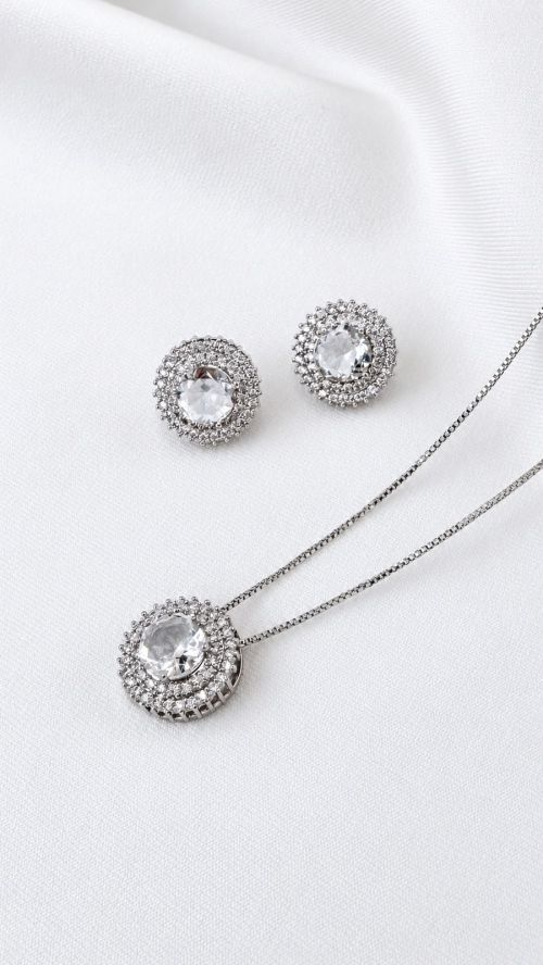 Conjunto Circulo Cristalizado Prata