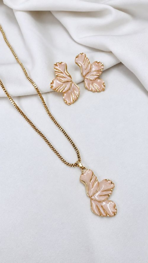 Conjunto Meia P�tala Esmaltado Dourado