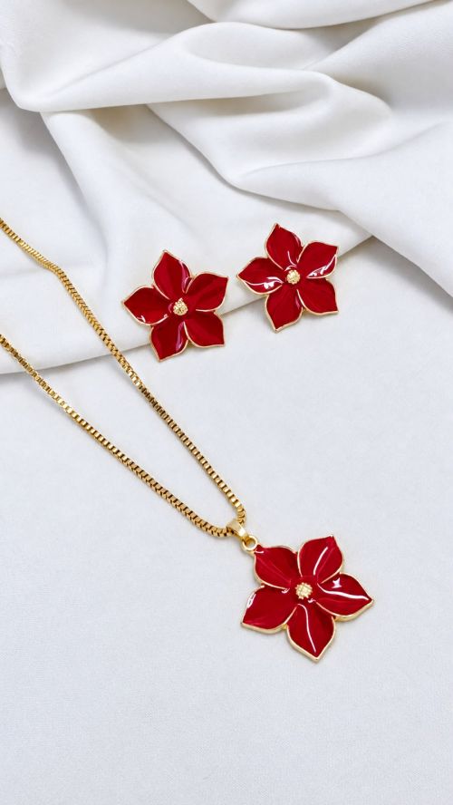 Conjunto Florata esmaltado Dourado
