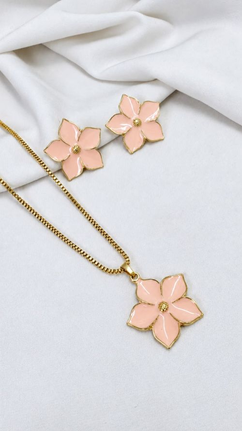 Conjunto Florata esmaltado Dourado