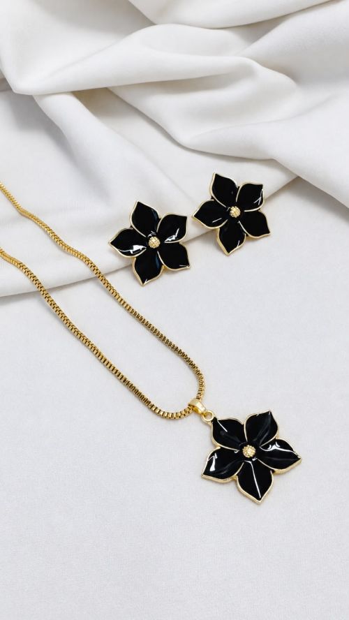 Conjunto Florata esmaltado Dourado