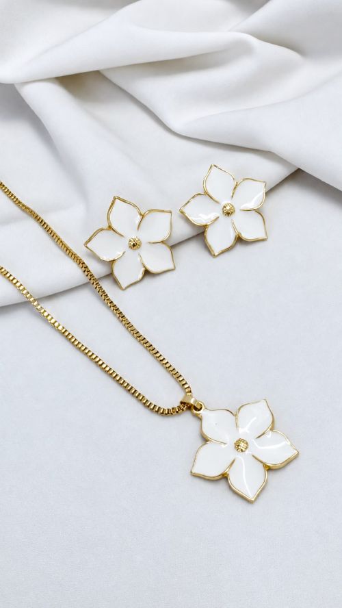 Conjunto Florata esmaltado Dourado