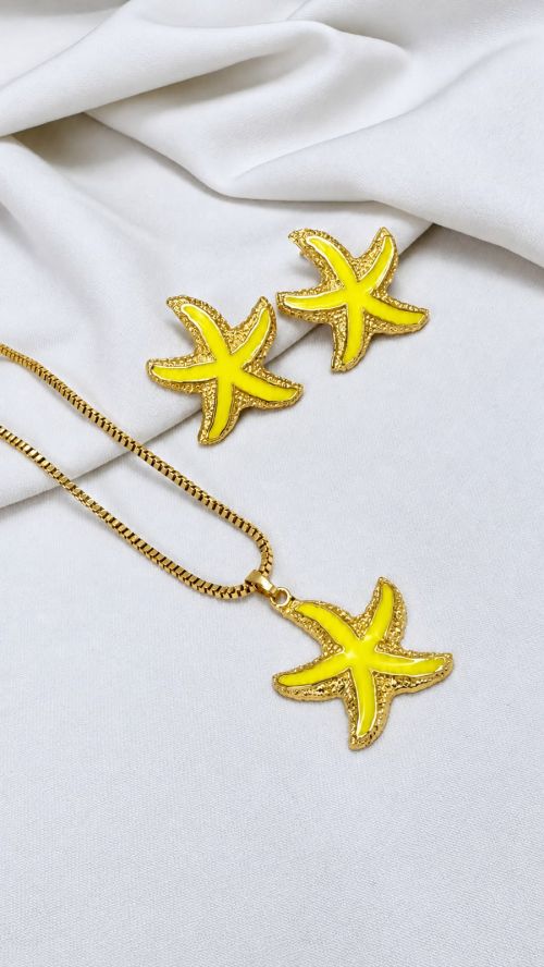 Conjunto Estrela Praiana Esmaltado Dourado
