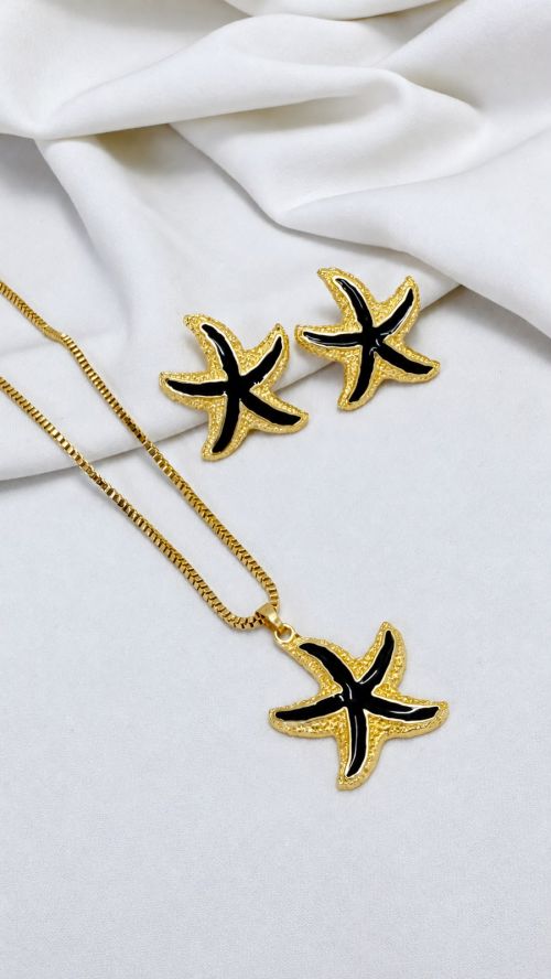 Conjunto Estrela Praiana Esmaltado Dourado