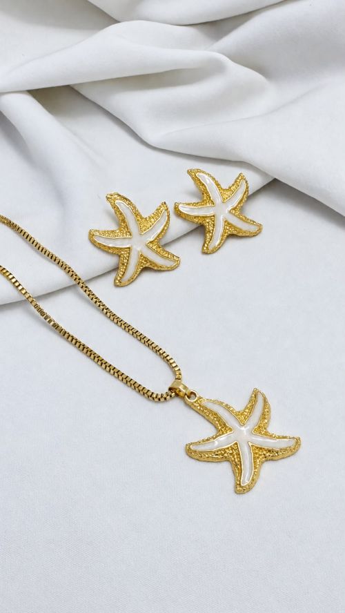 Conjunto Estrela Praiana Esmaltado Dourado