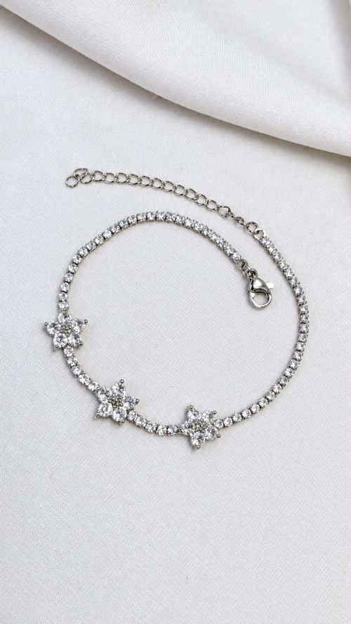 Pulseira Flor Reluzente Prata