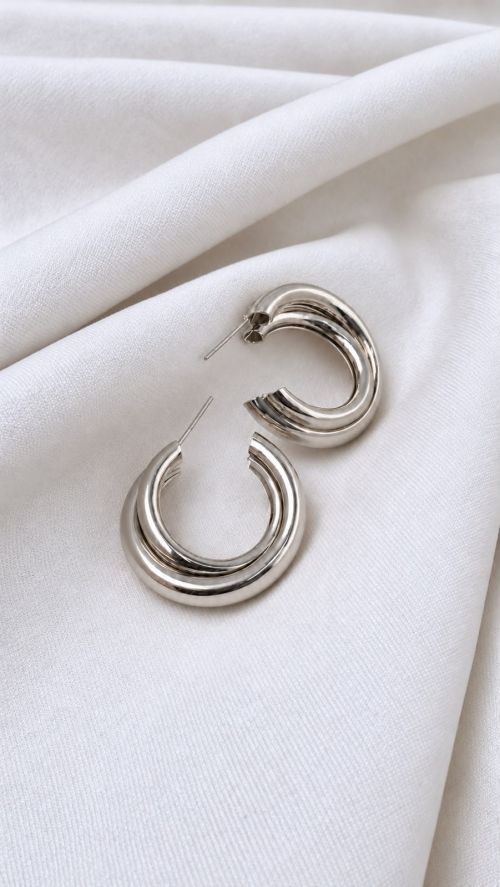 Argola Dupla Entrelace Prata