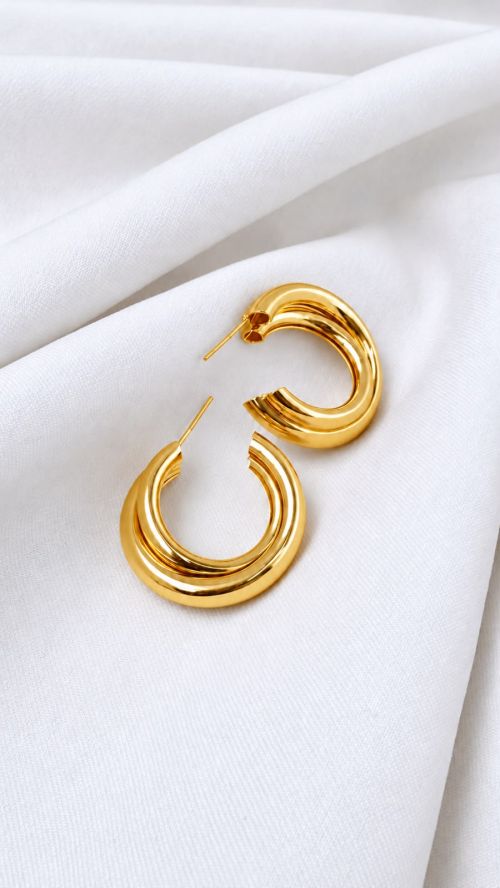 Argola Dupla Entrelace Dourado