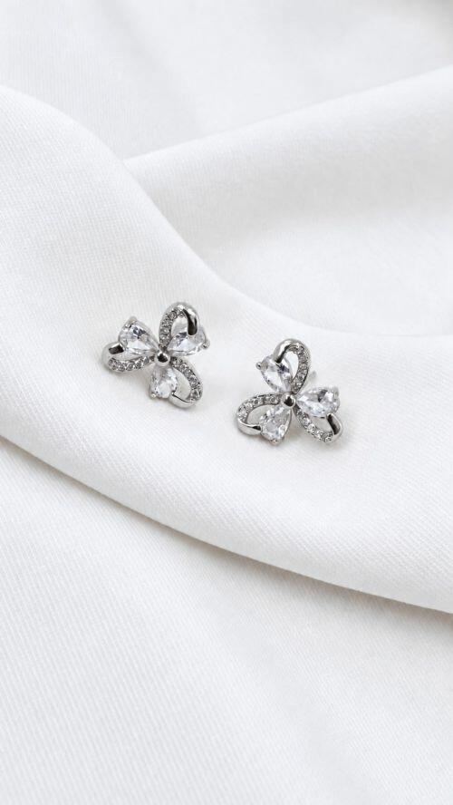 Brinco Flor Pet�la Cristalina Dourado