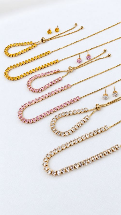 Kit Colar , Pulseira e Brinco Tres Pontas Riviera Dourado